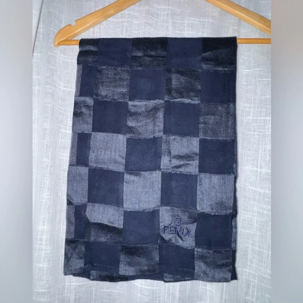 Fendi Elegant Navy Silk Scarf